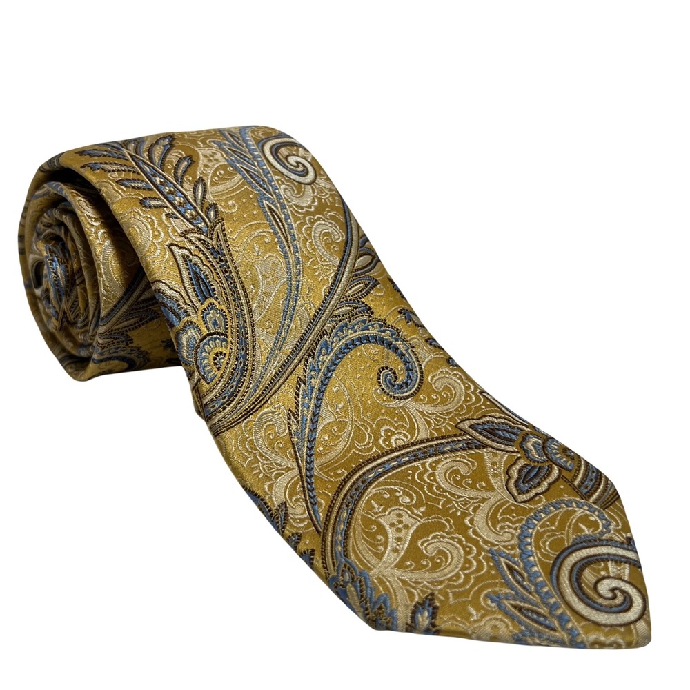 Robert Talbott Necktie Mens OS‎ Gold Blue Paisley Best of Class Nordstrom Silk